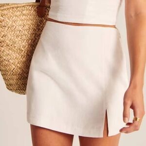 NWT Abercrombie Women's Linen-Blend Slit Mini Skort